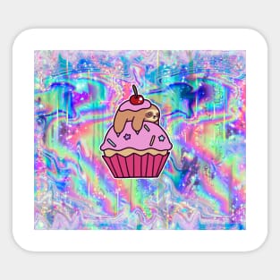 Cupcake Sloth Rainbow Holographic Sticker